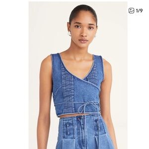 Merlette | Like new Hypnos Denim Tank Cropped Top
Blue Sleeveless Cotton Wrap